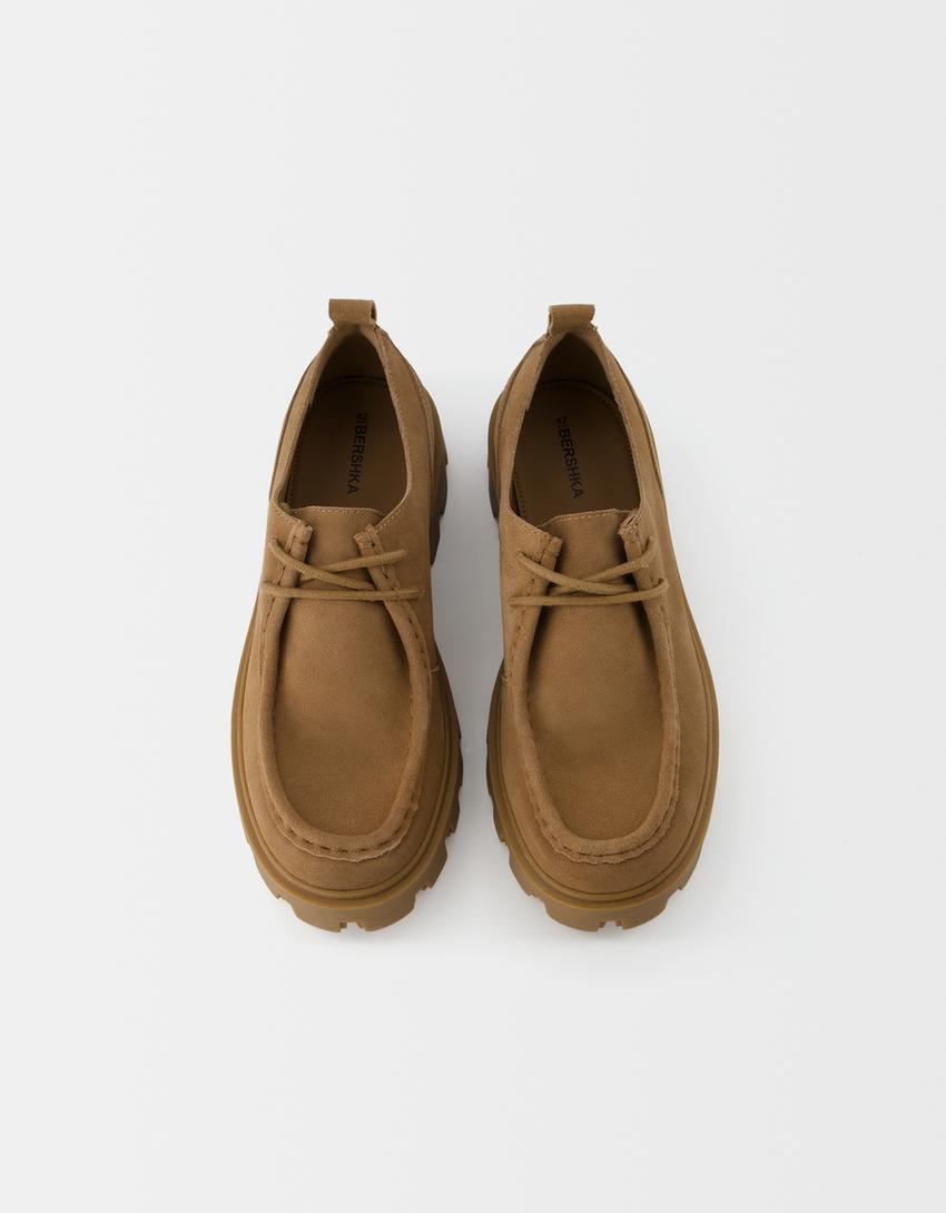 LEATHER split leather lace-up shoes