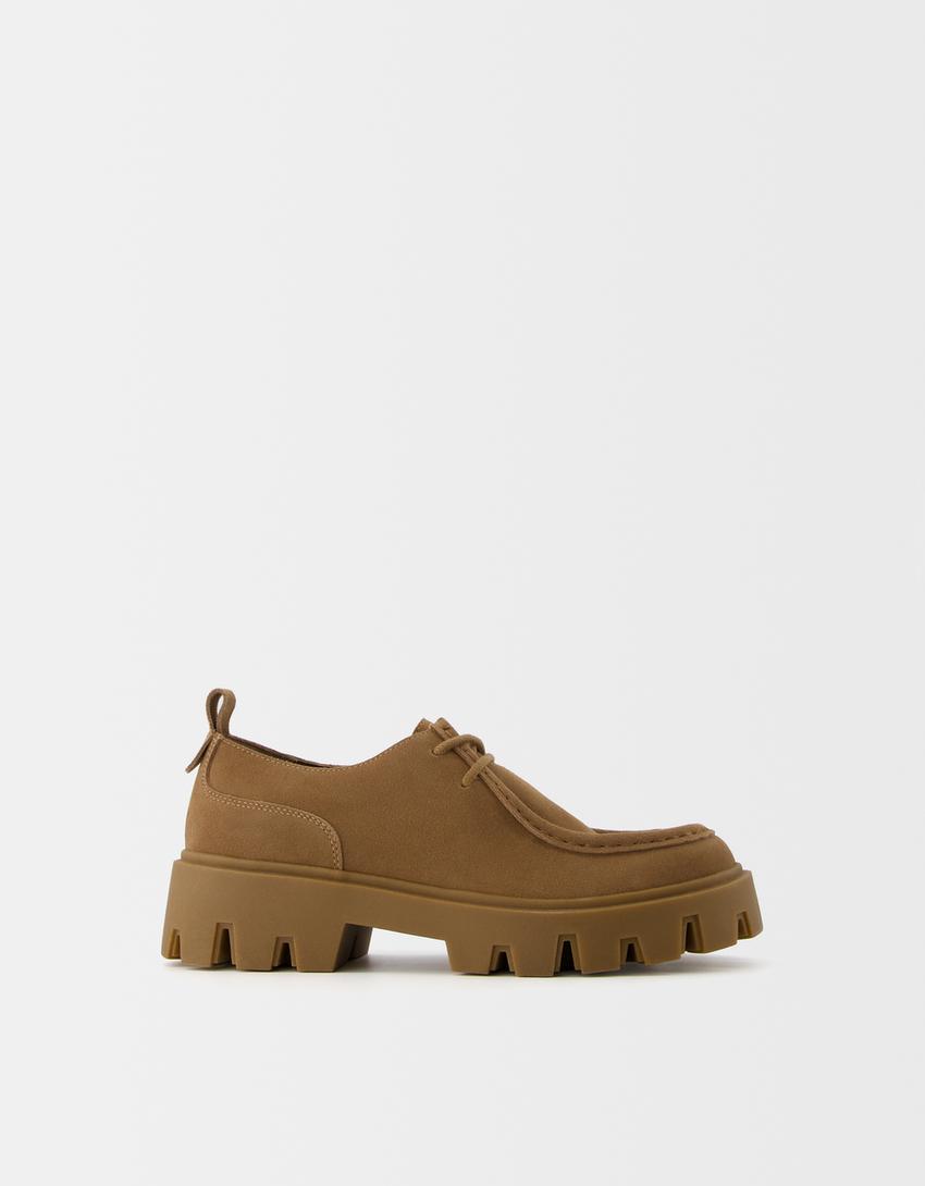 LEATHER split leather lace-up shoes