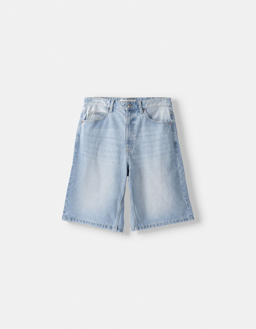 Baggy denim Bermuda shorts