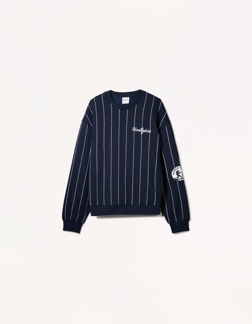 Striped sports print sweatshirt