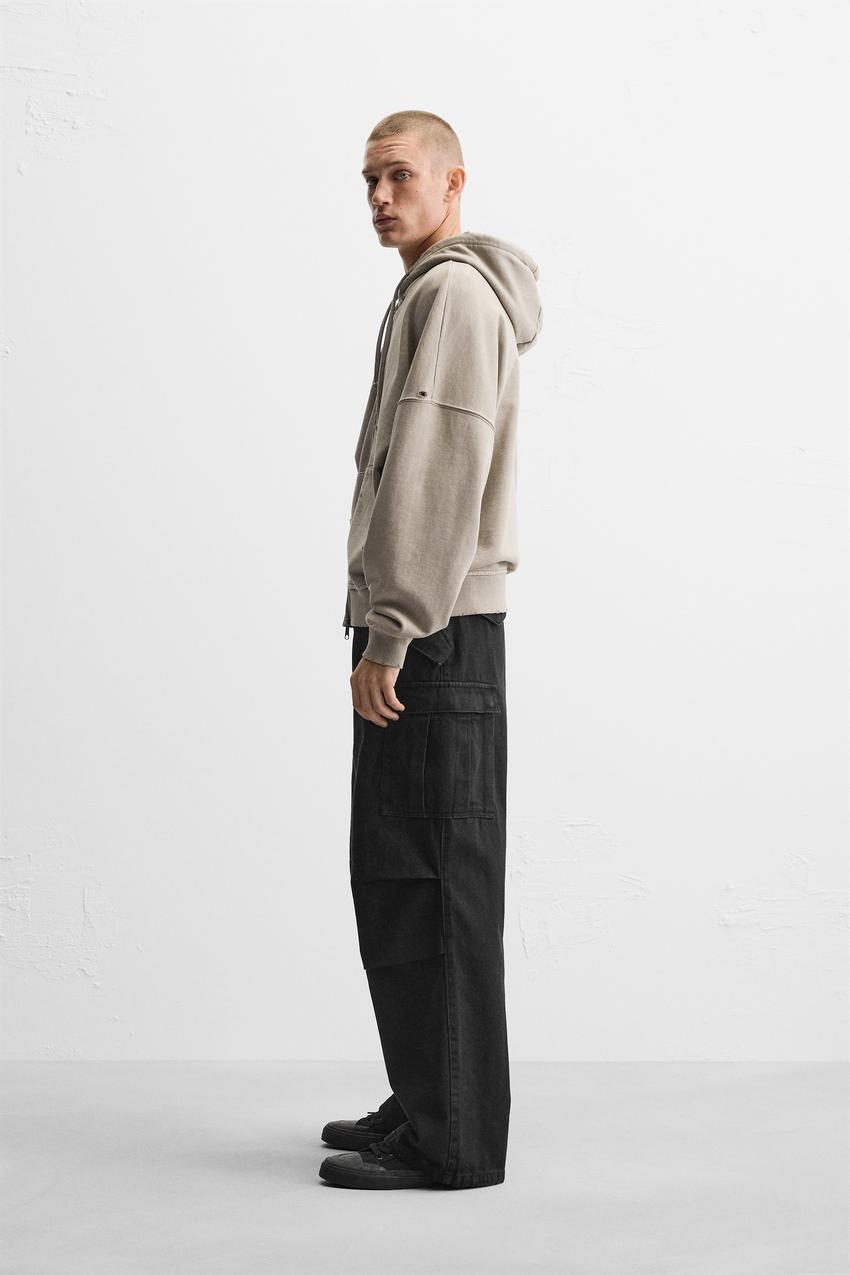BAGGY FIT DENIM CARGO TROUSERS