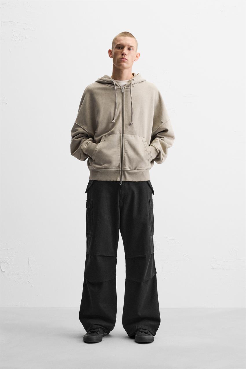 BAGGY FIT DENIM CARGO TROUSERS