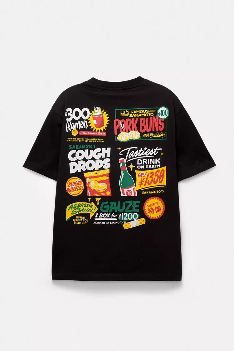  Black T-shirt with Sakamoto graphic 