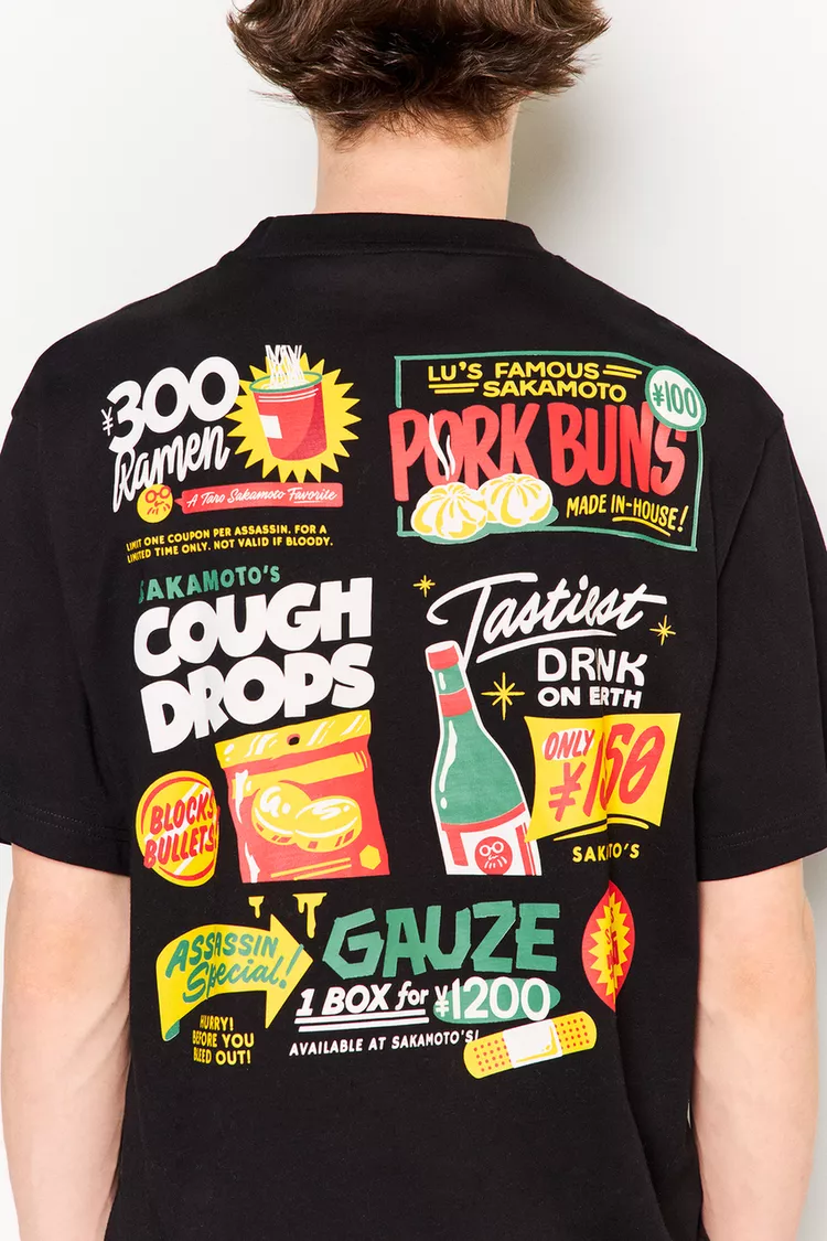  Black T-shirt with Sakamoto graphic 