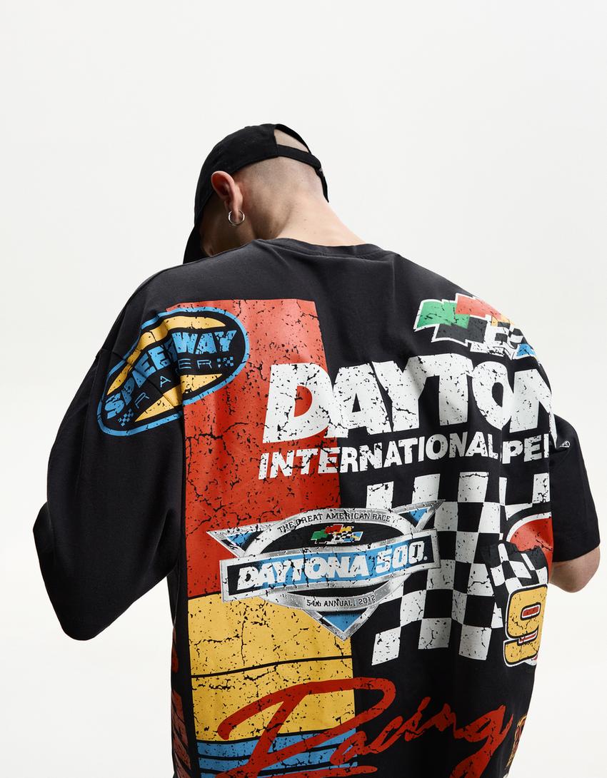  Short sleeve Nascar print T-shirt 