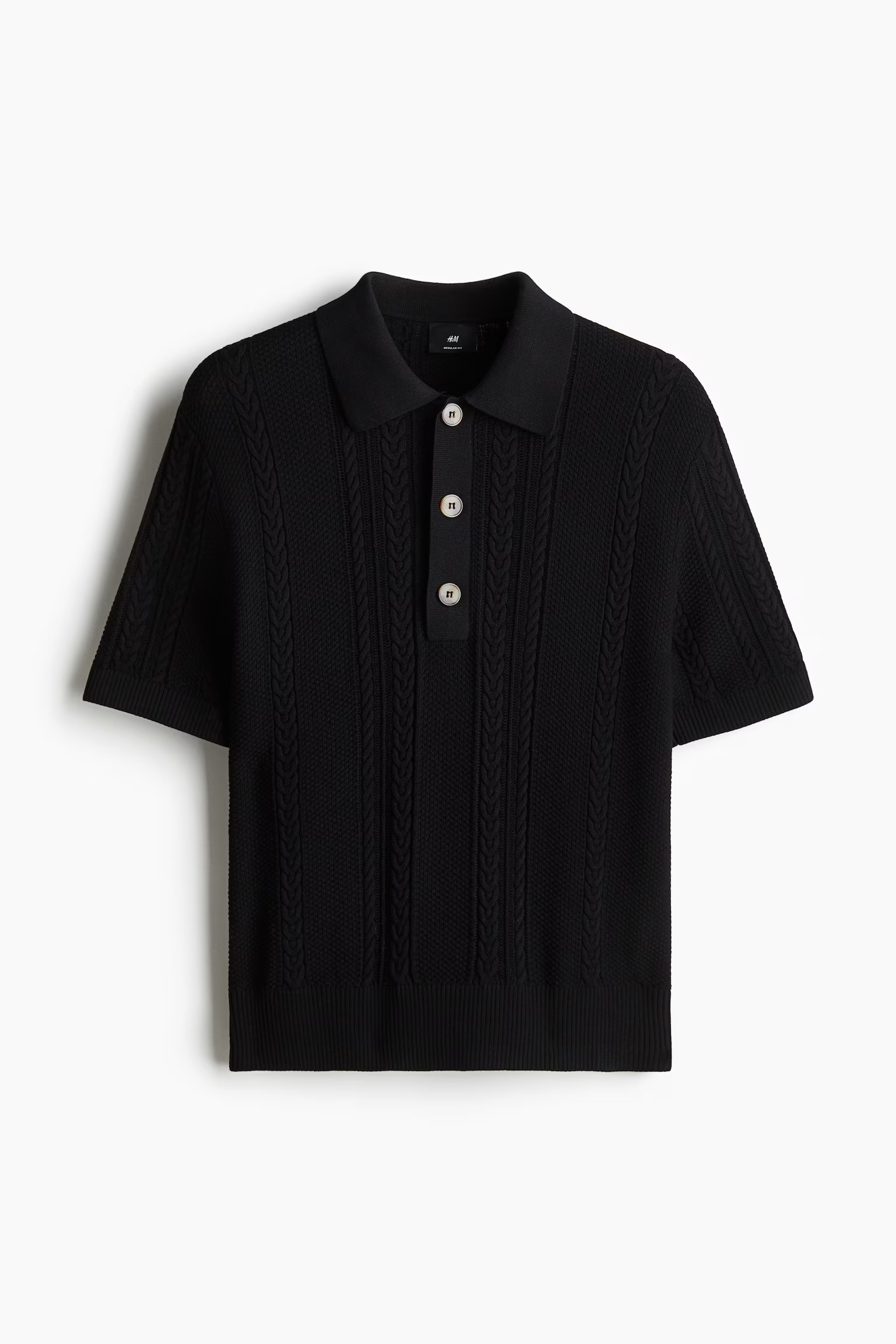 Regular Fit Cable-knit polo shirt