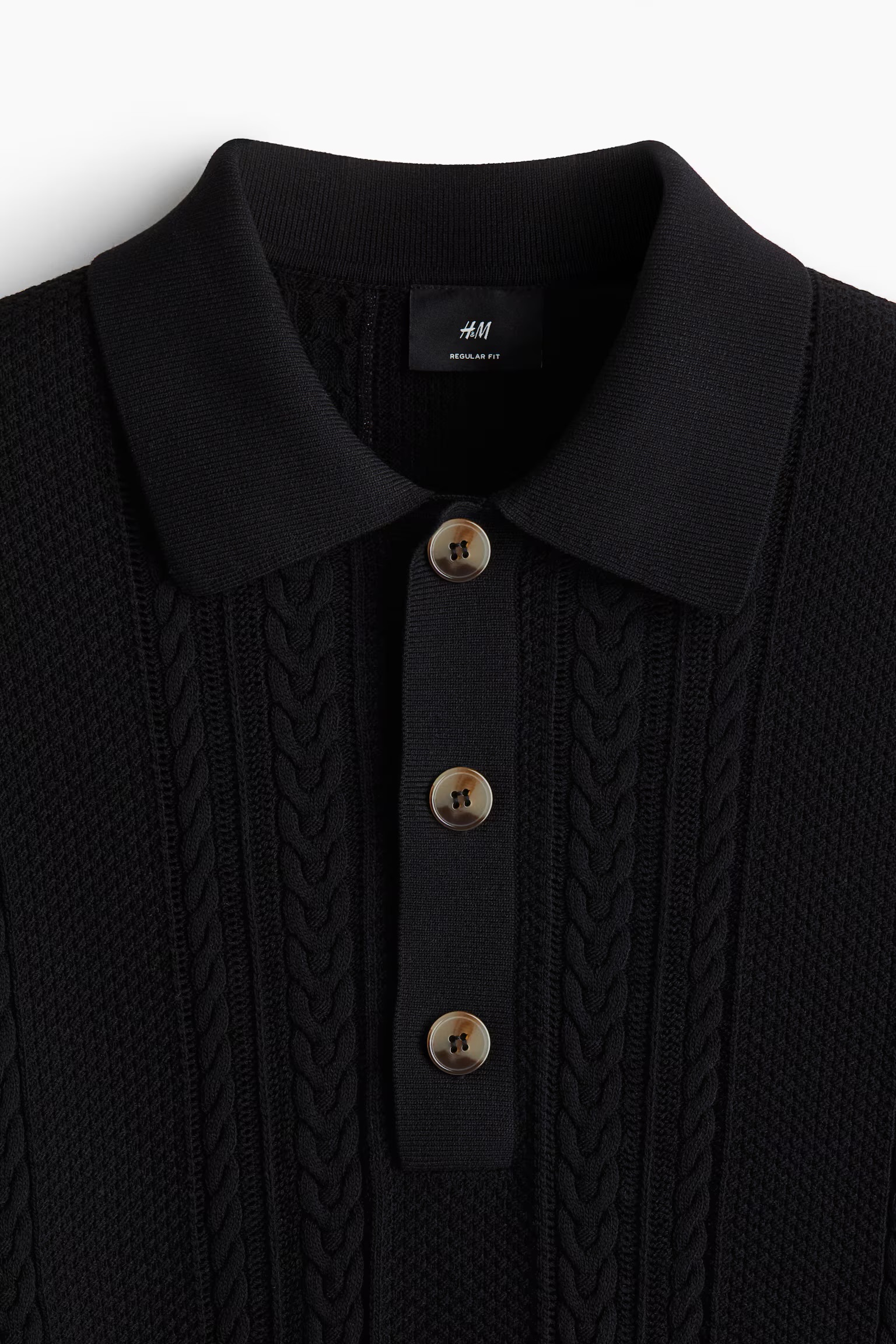 Regular Fit Cable-knit polo shirt