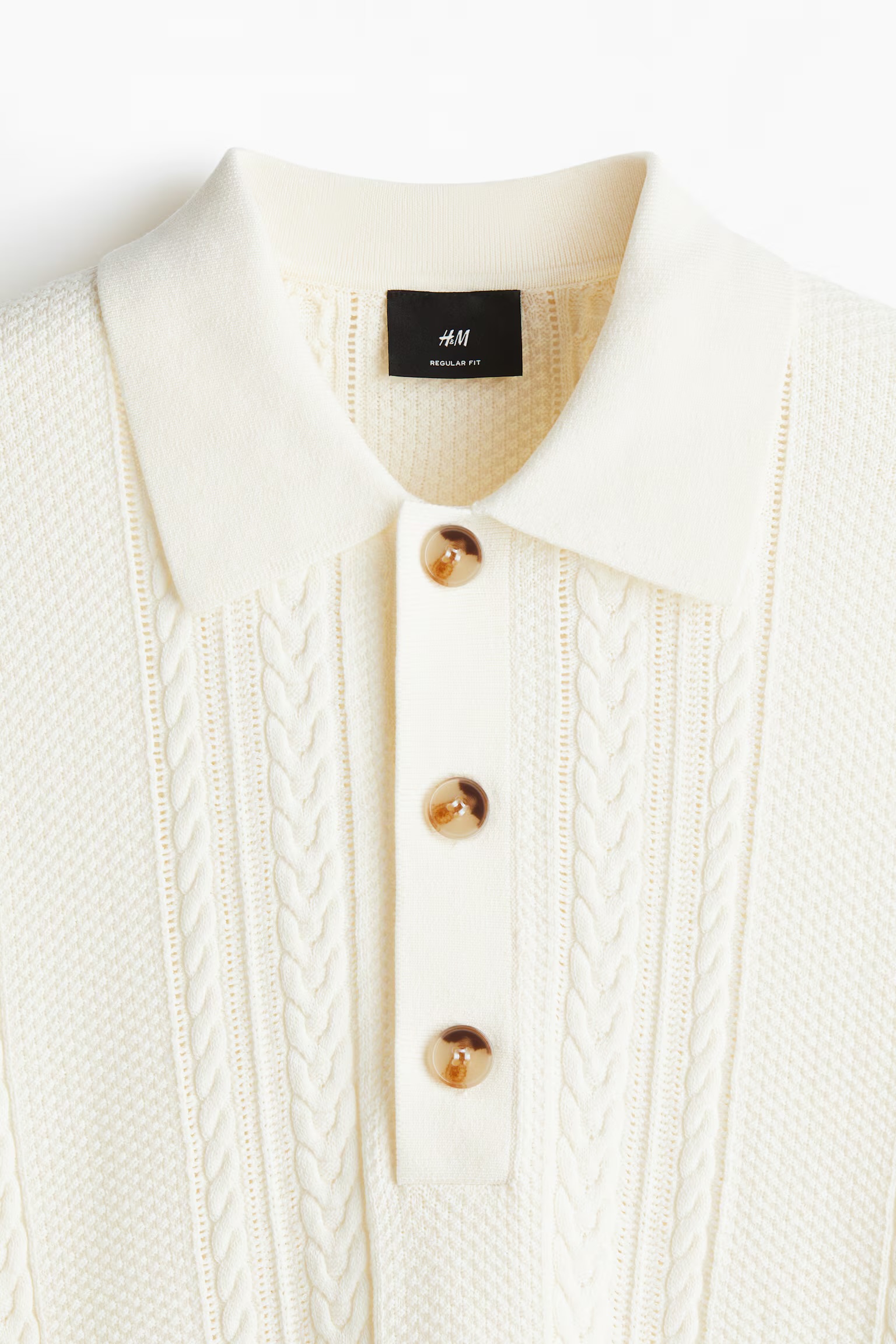 Regular Fit Cable-knit polo shirt