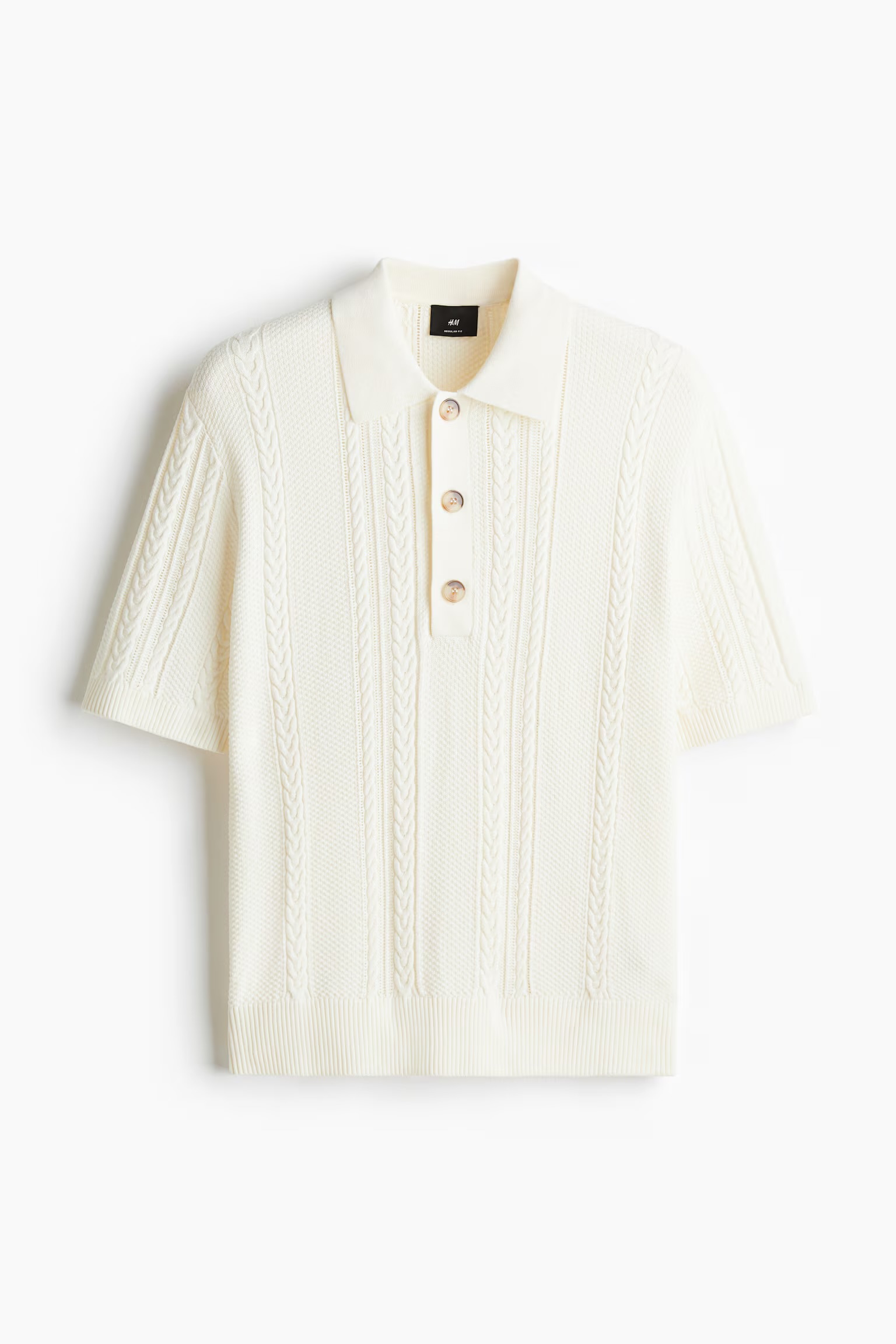 Regular Fit Cable-knit polo shirt