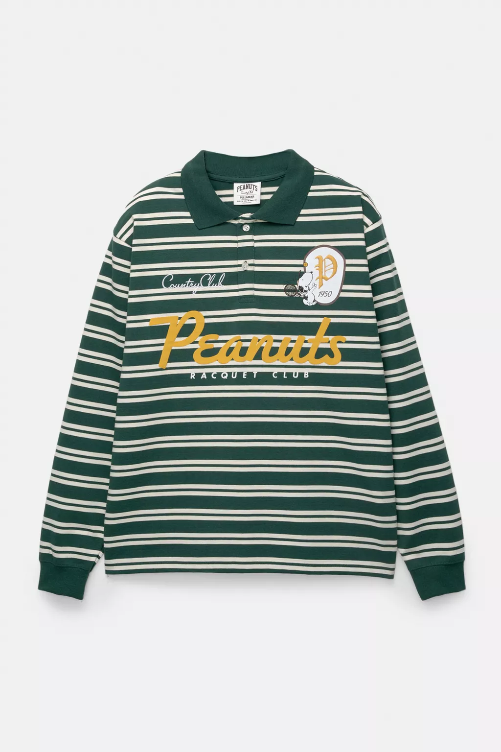 Striped and Peanuts printed polo neck t-shirt