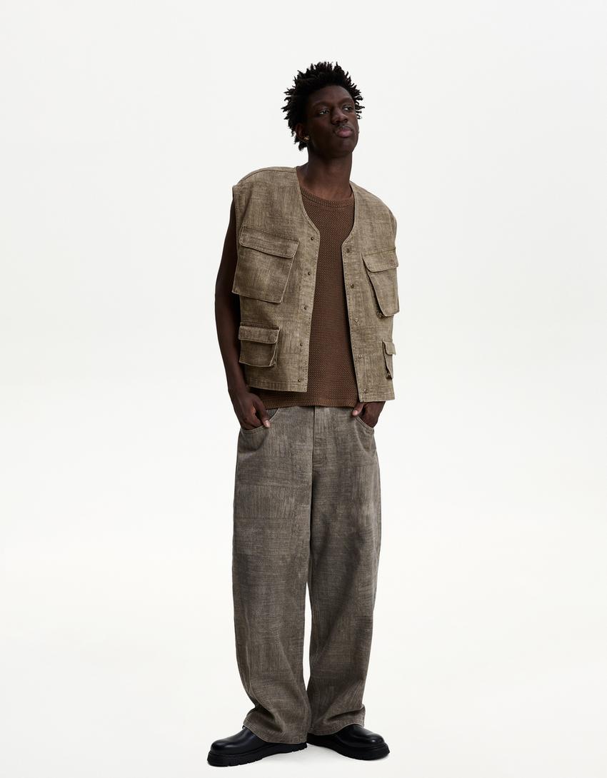  Oversize multi-pocket gilet 
