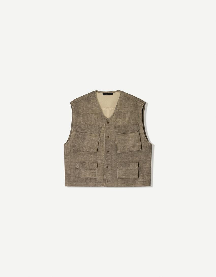  Oversize multi-pocket gilet 