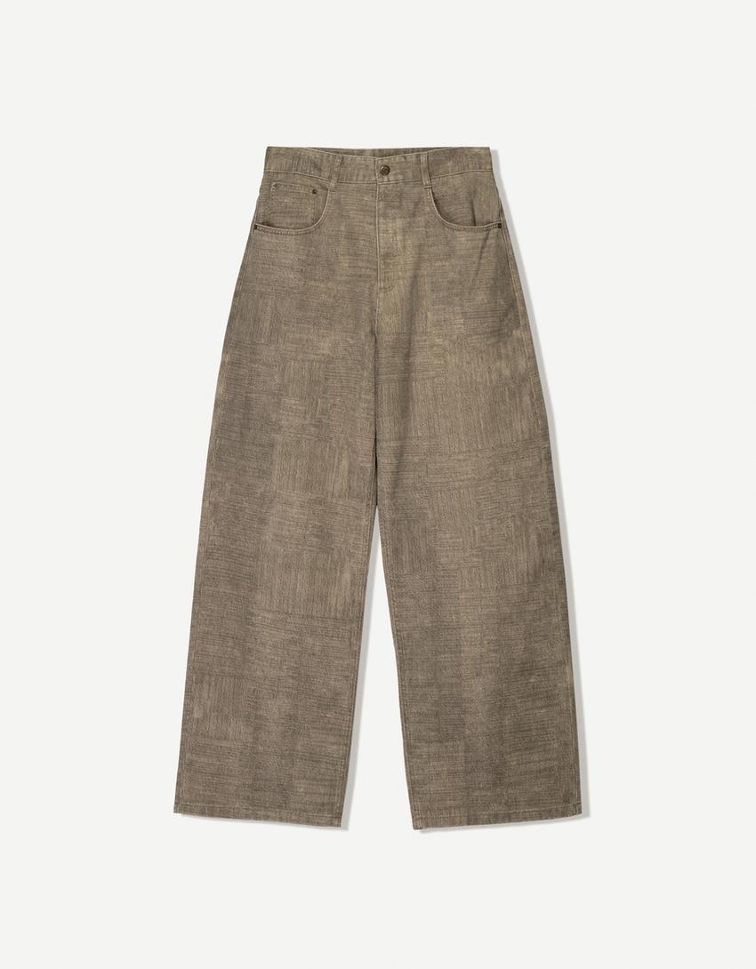 Super baggy desenli pantolon