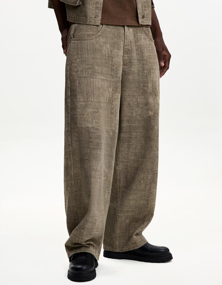 Super baggy desenli pantolon