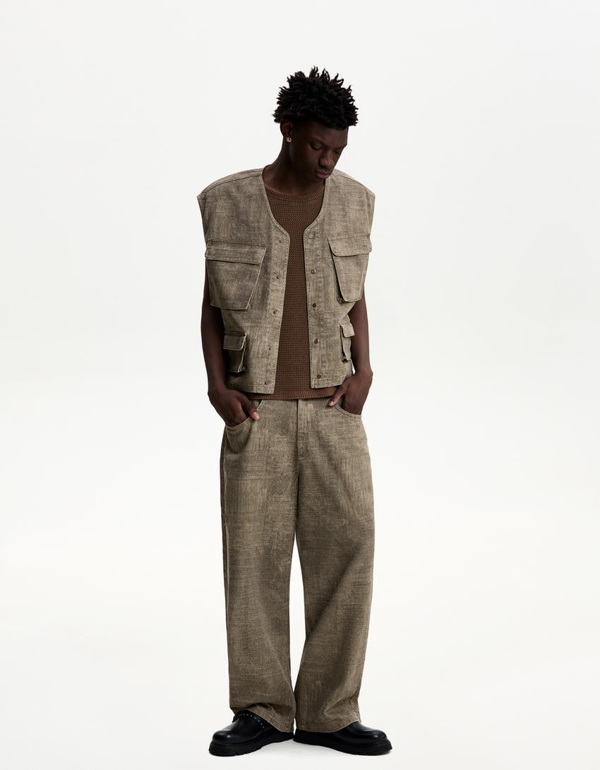 Super baggy desenli pantolon