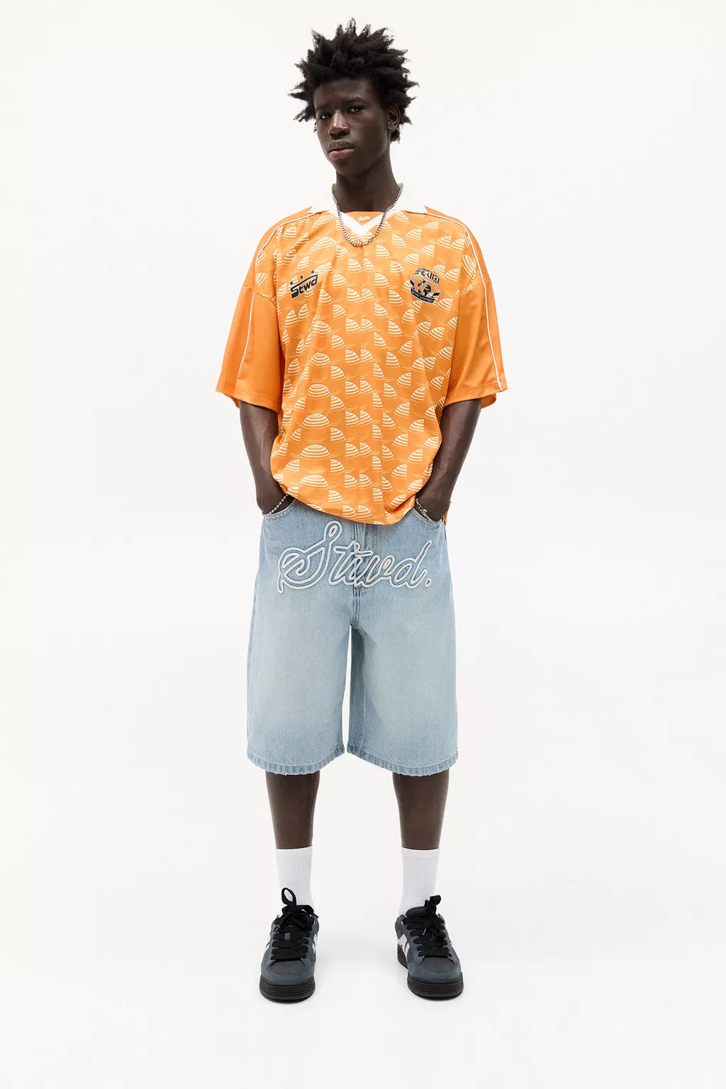  Orange STWD polo collar T-shirt 