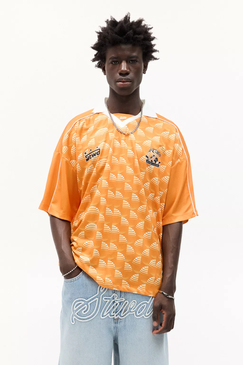  Orange STWD polo collar T-shirt 