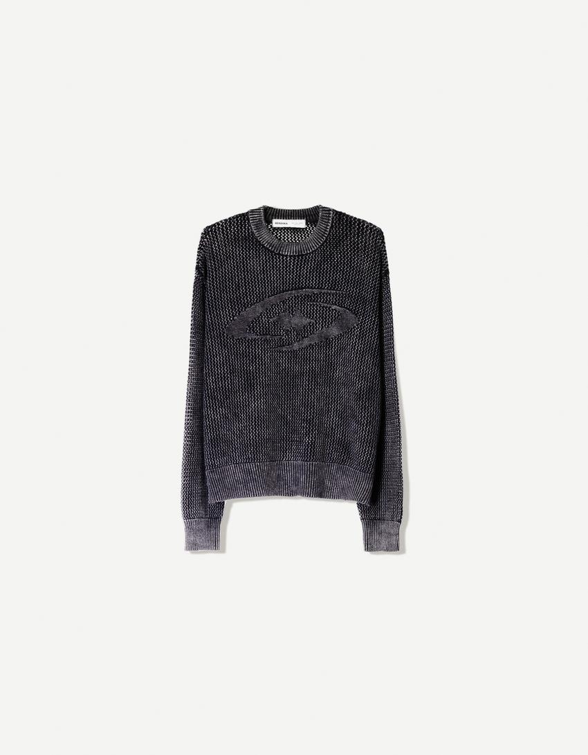 Boxy fit net sweater
