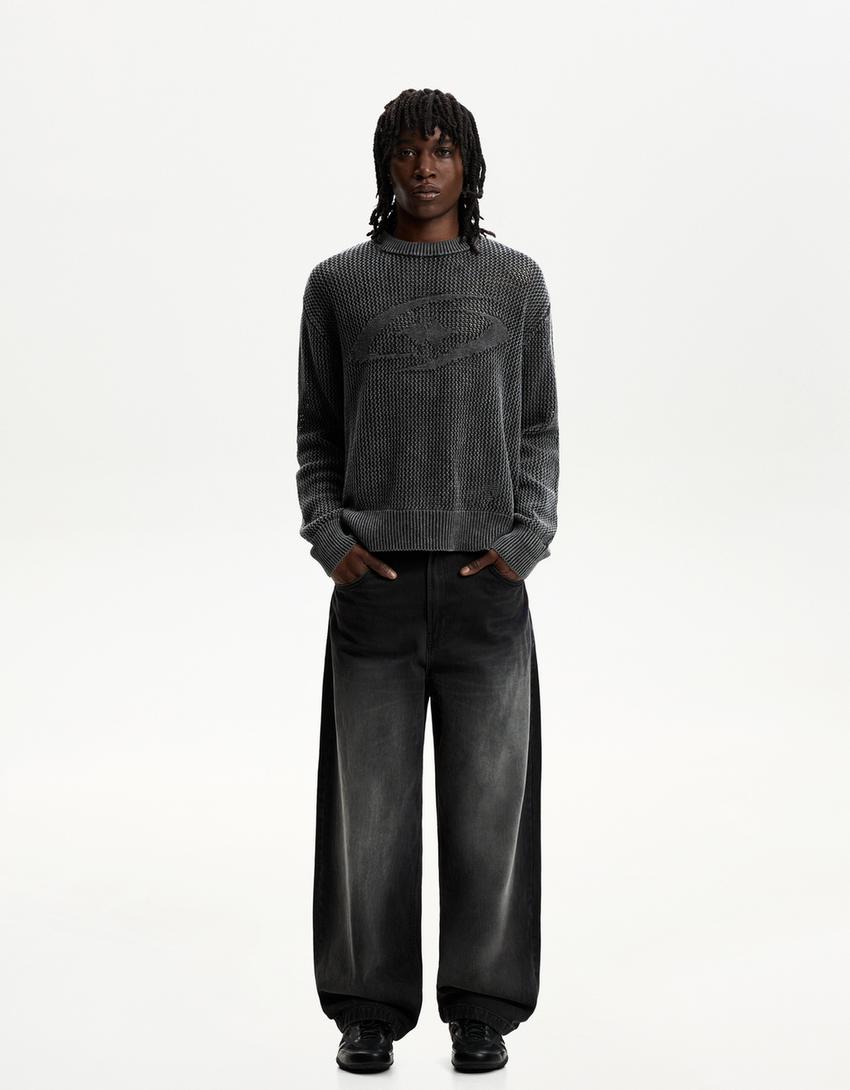 Boxy fit net sweater 