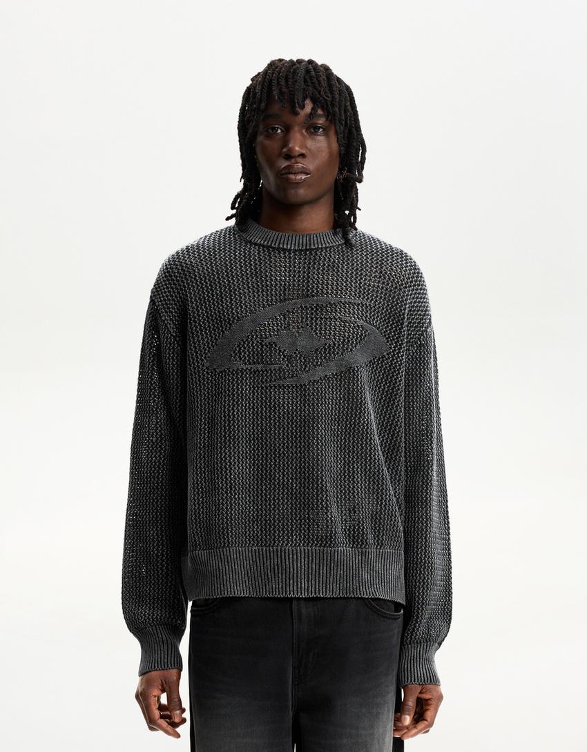 Boxy fit net sweater 