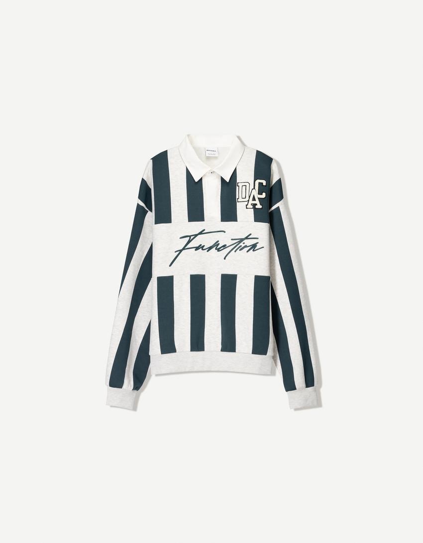 Polo collar printed sweatshirt