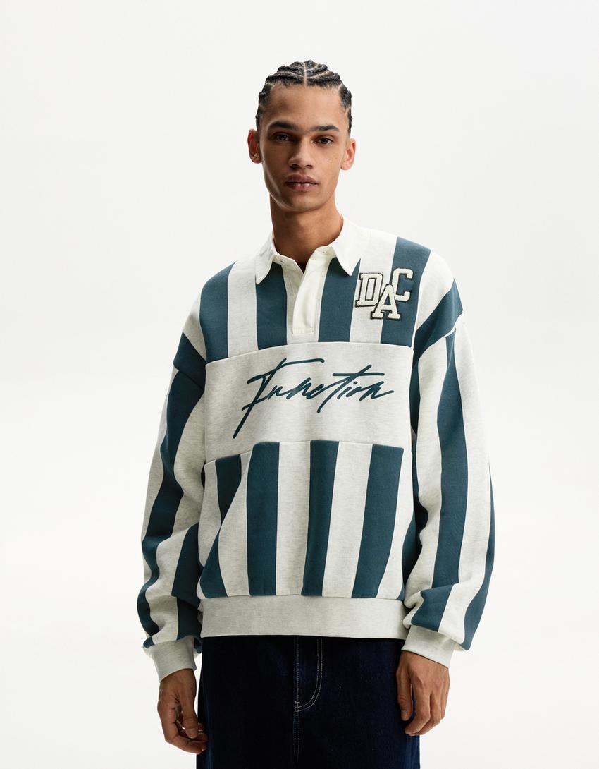  Polo collar printed sweatshirt 