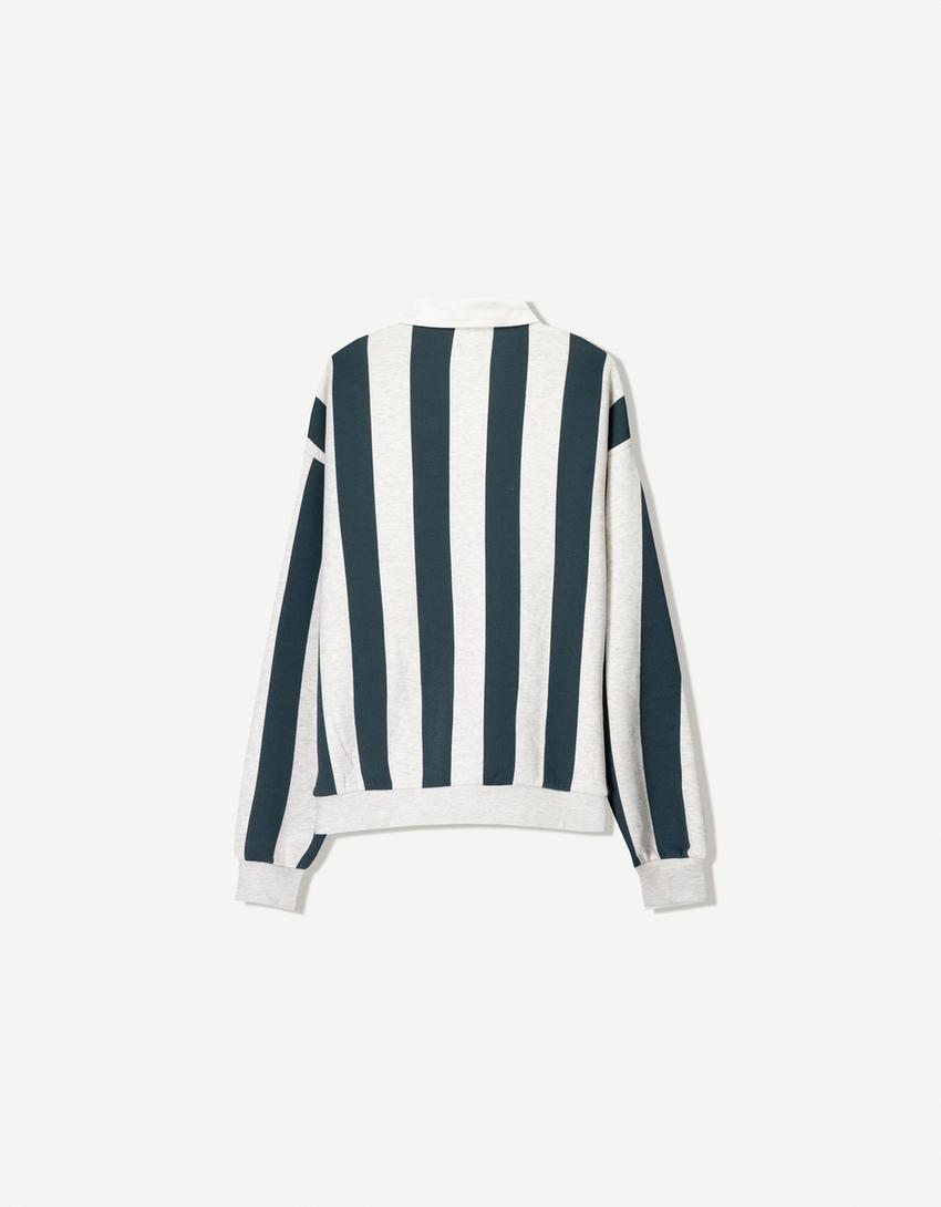  Polo collar printed sweatshirt 