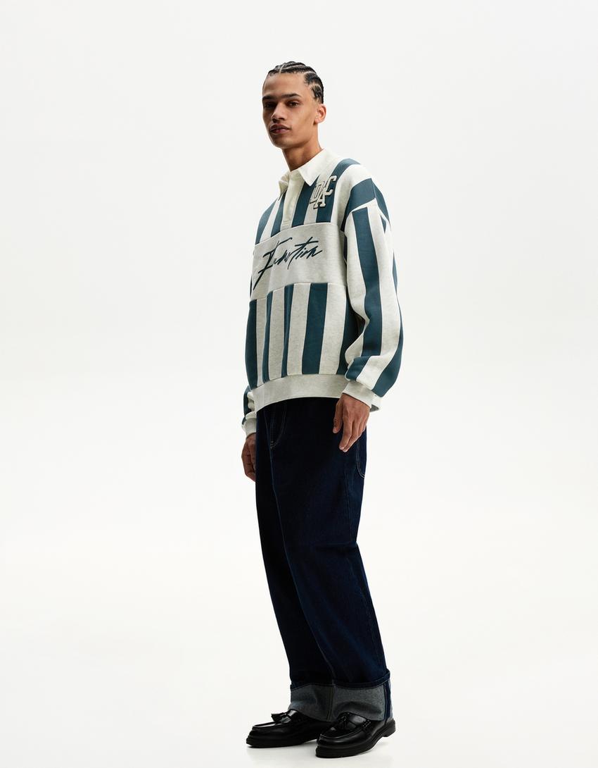  Polo collar printed sweatshirt 