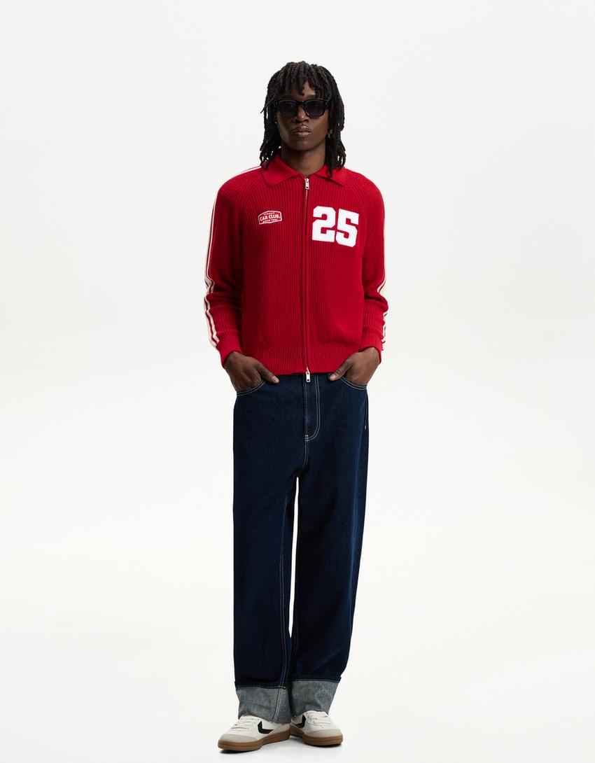  Retro jacket with patch and zipper 