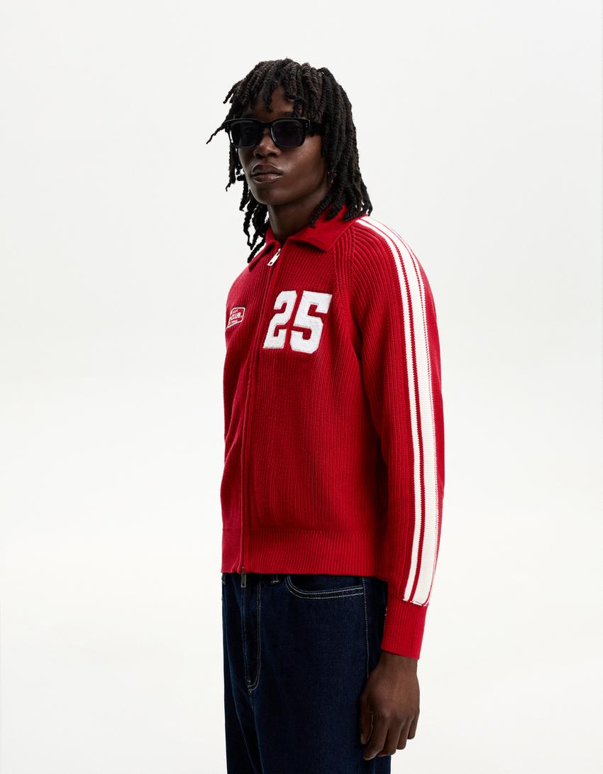  Retro jacket with patch and zipper 