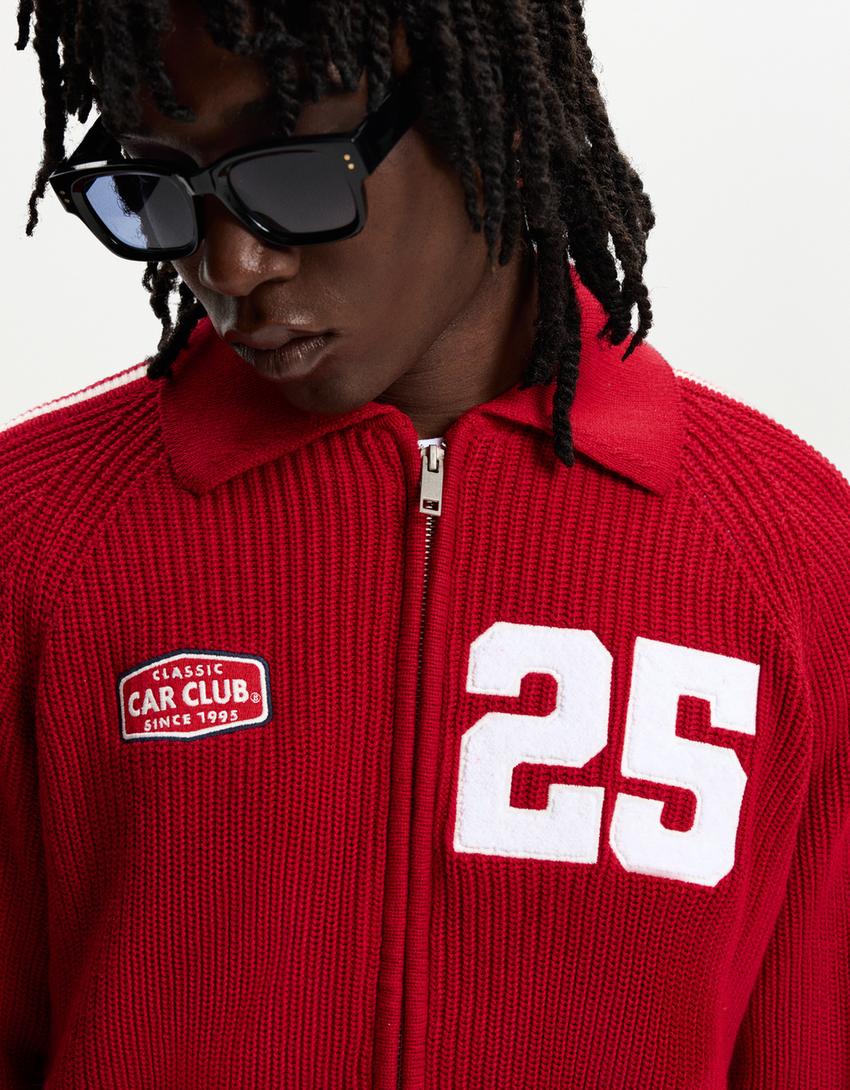  Retro jacket with patch and zipper 