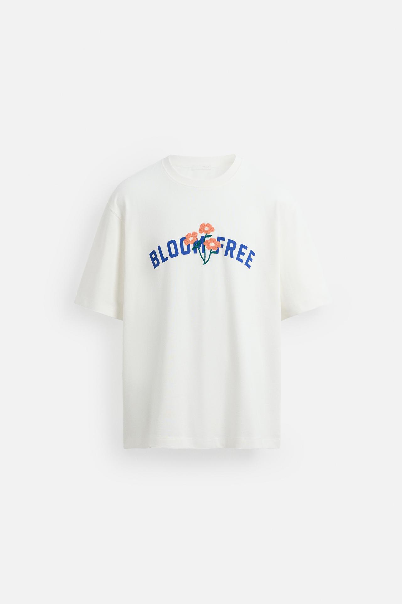 EMBROIDERED SLOGAN T-SHIRT