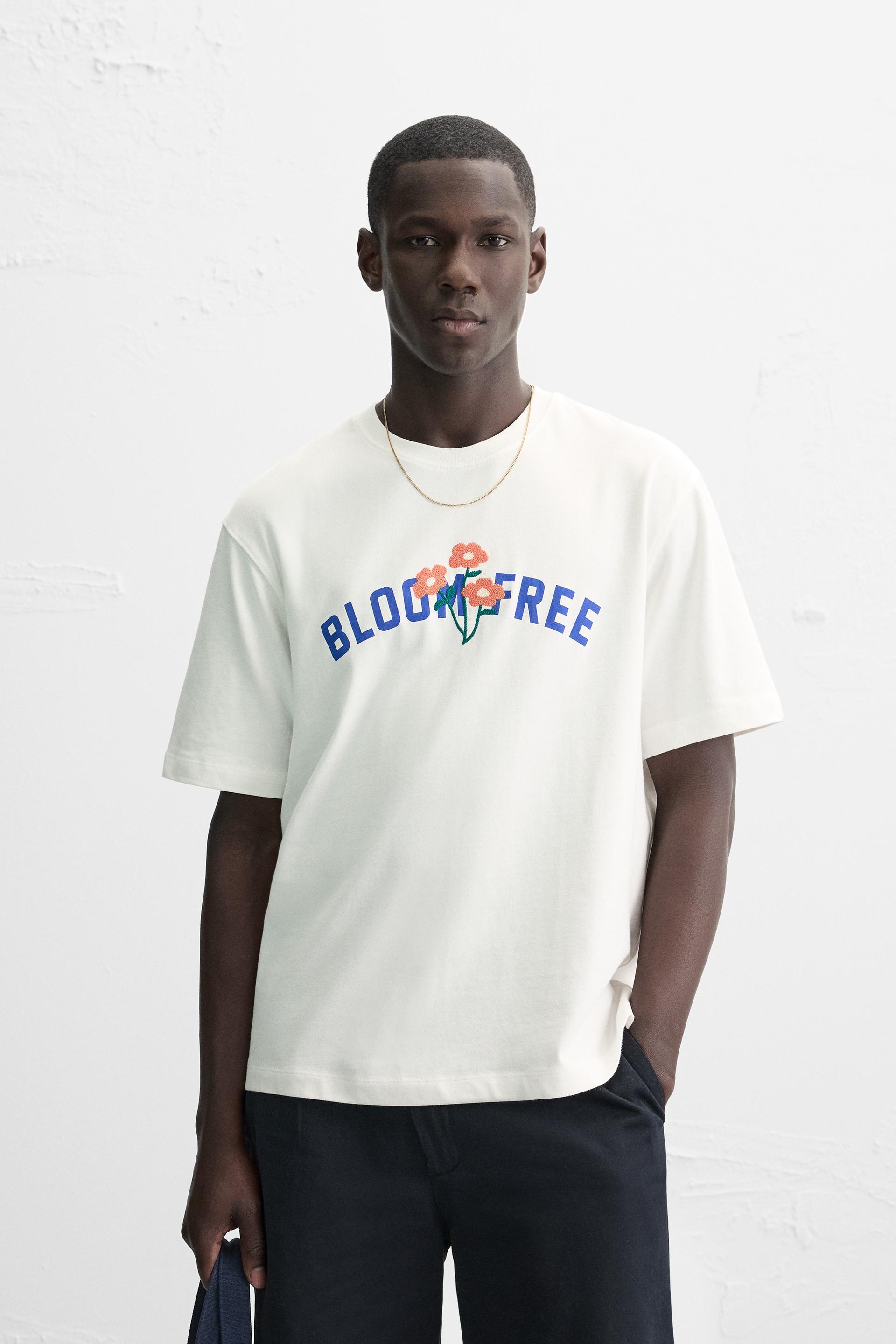 EMBROIDERED SLOGAN T-SHIRT