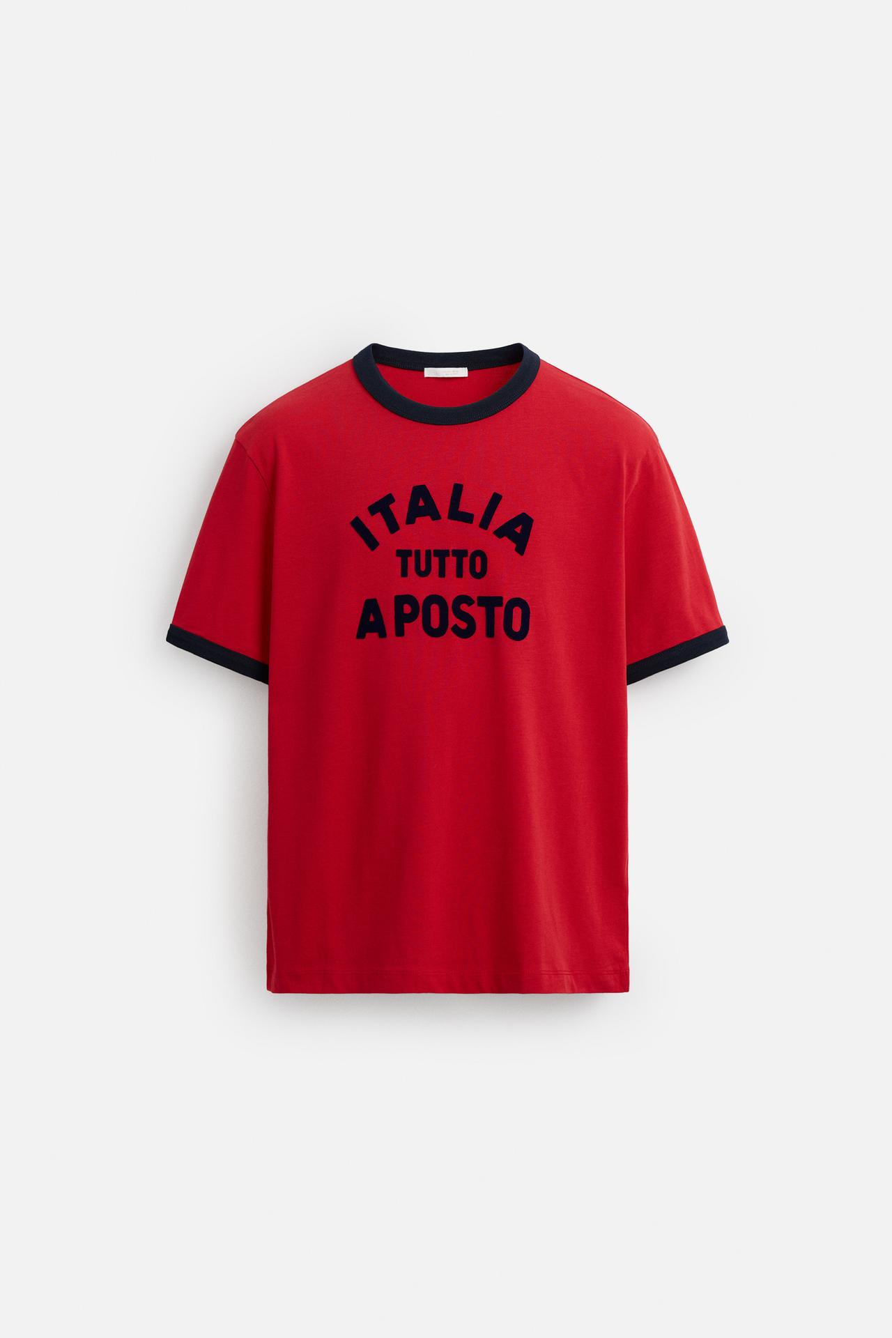 T-SHIRT WITH CONTRASTING RIBBED TRIMS