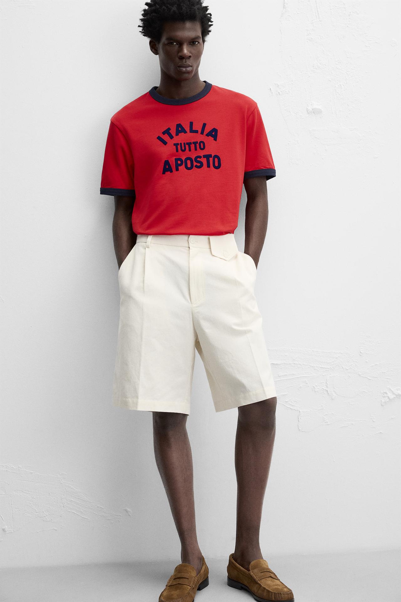 T-SHIRT WITH CONTRASTING RIBBED TRIMS