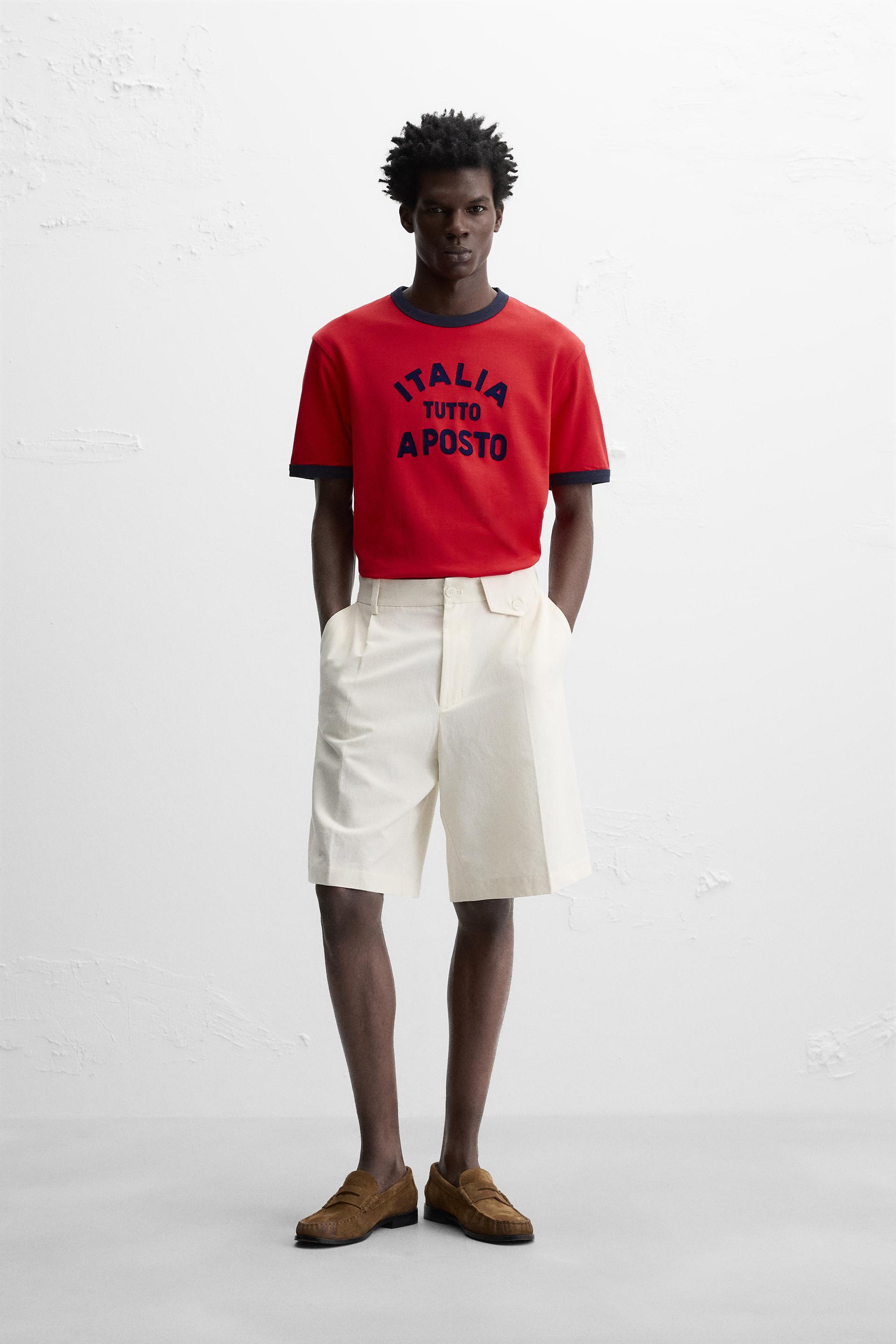 T-SHIRT WITH CONTRASTING RIBBED TRIMS