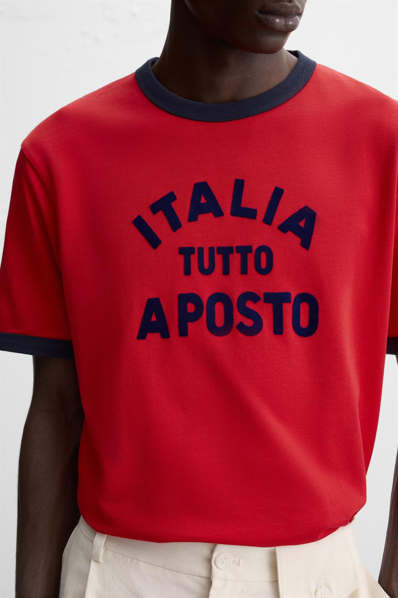 T-SHIRT WITH CONTRASTING RIBBED TRIMS