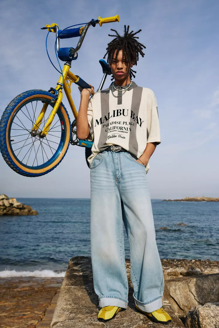 Striped and polo neck STWD knitted t-shirt