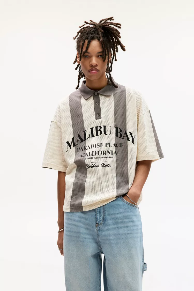 Striped and polo neck STWD knitted t-shirt