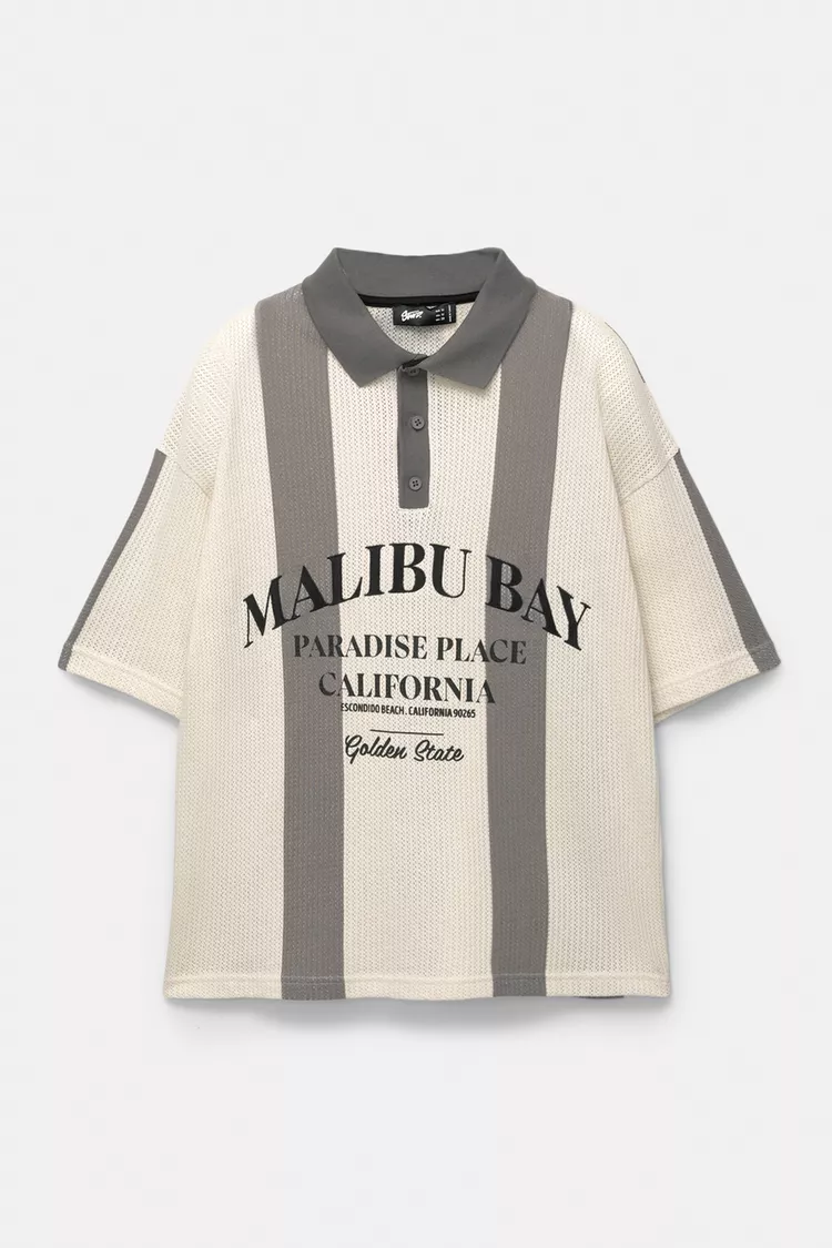 Striped and polo neck STWD knitted t-shirt