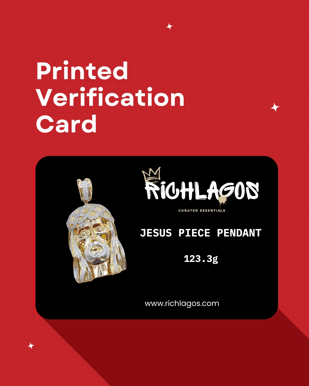 Solid 18K Gold Jesus Piece Pendant (123.3 grams) 