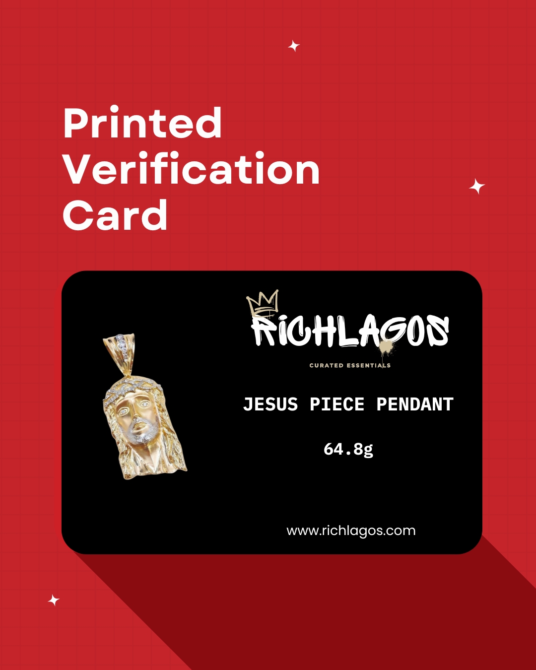 Solid 18K Gold Jesus Piece Pendant (64.8g) 