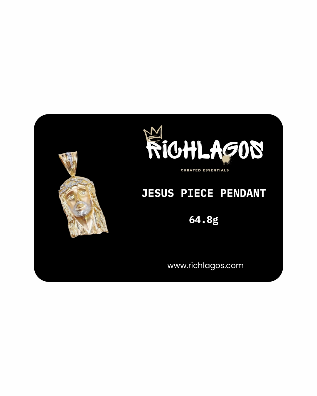 Solid 18K Gold Jesus Piece Pendant (64.8g) 
