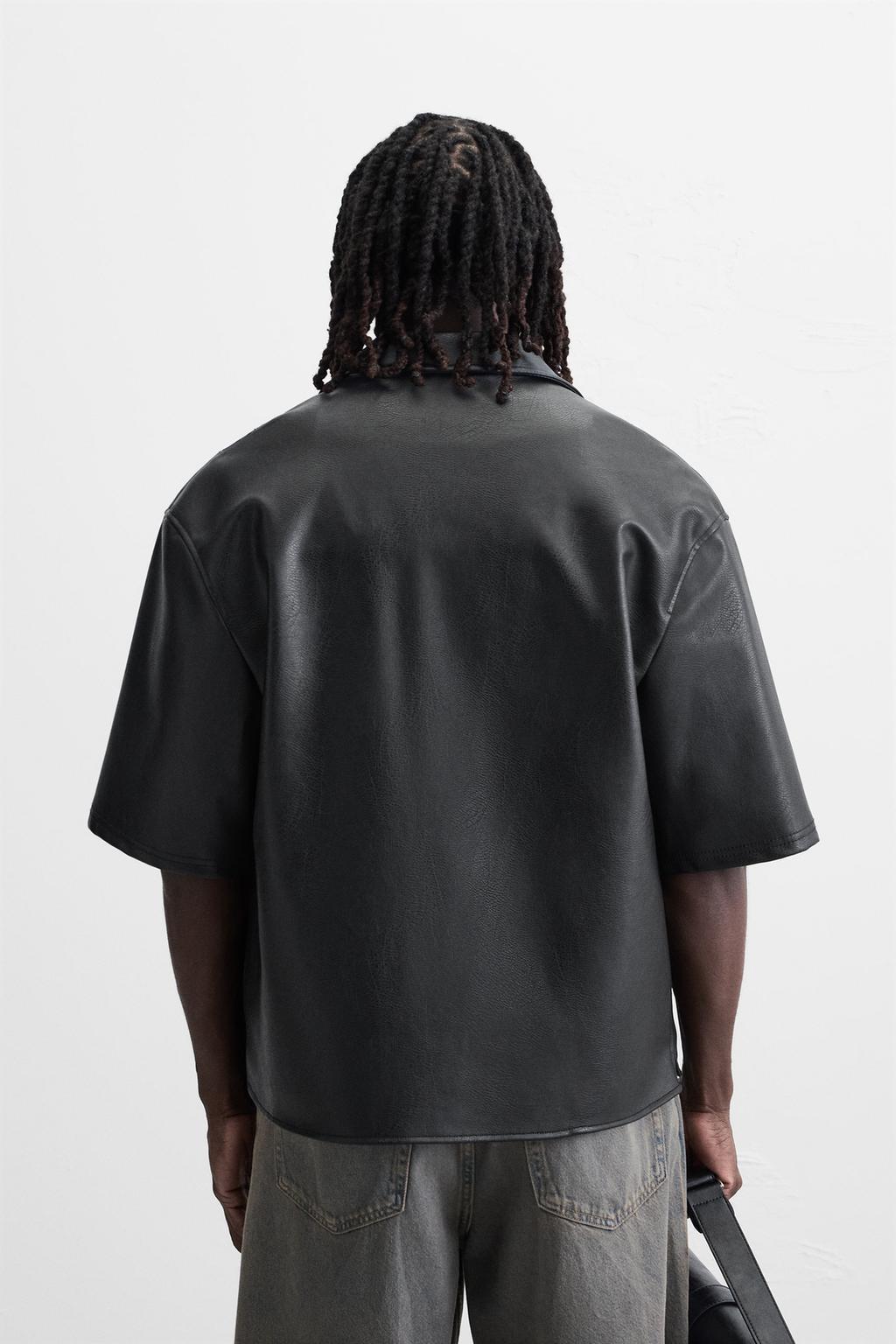 LEATHER EFFECT OVERSHIRT