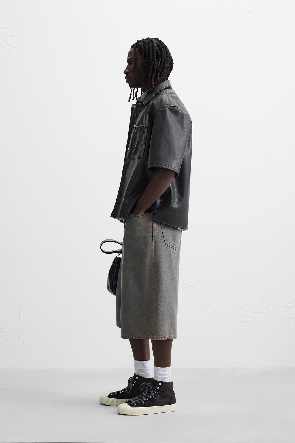 LEATHER EFFECT OVERSHIRT