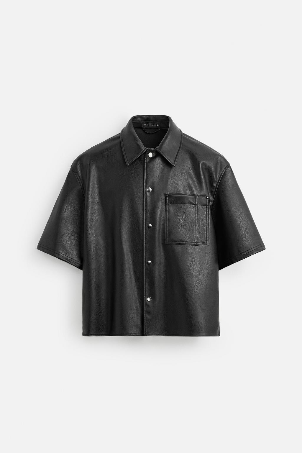 LEATHER EFFECT OVERSHIRT