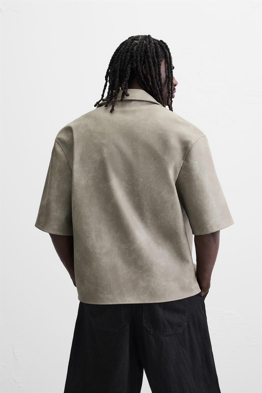 LEATHER EFFECT OVERSHIRT
