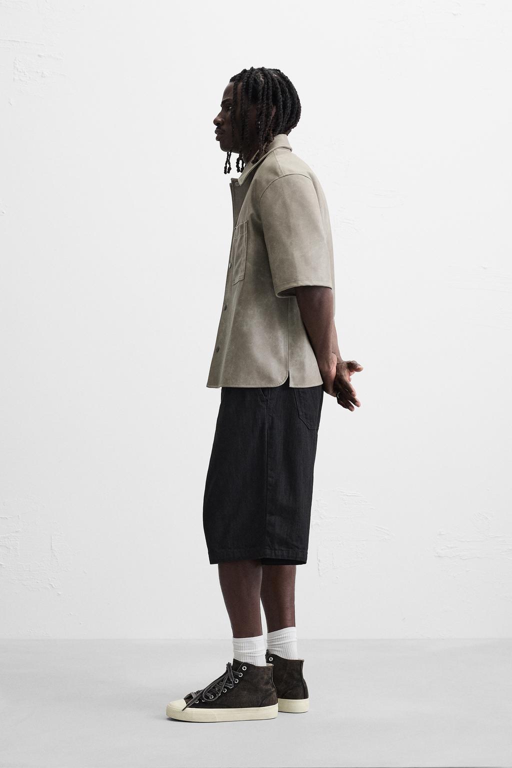 LEATHER EFFECT OVERSHIRT