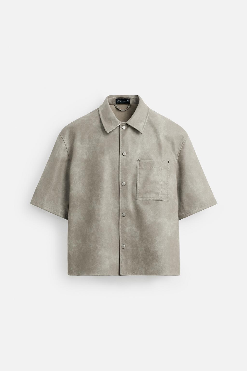 LEATHER EFFECT OVERSHIRT