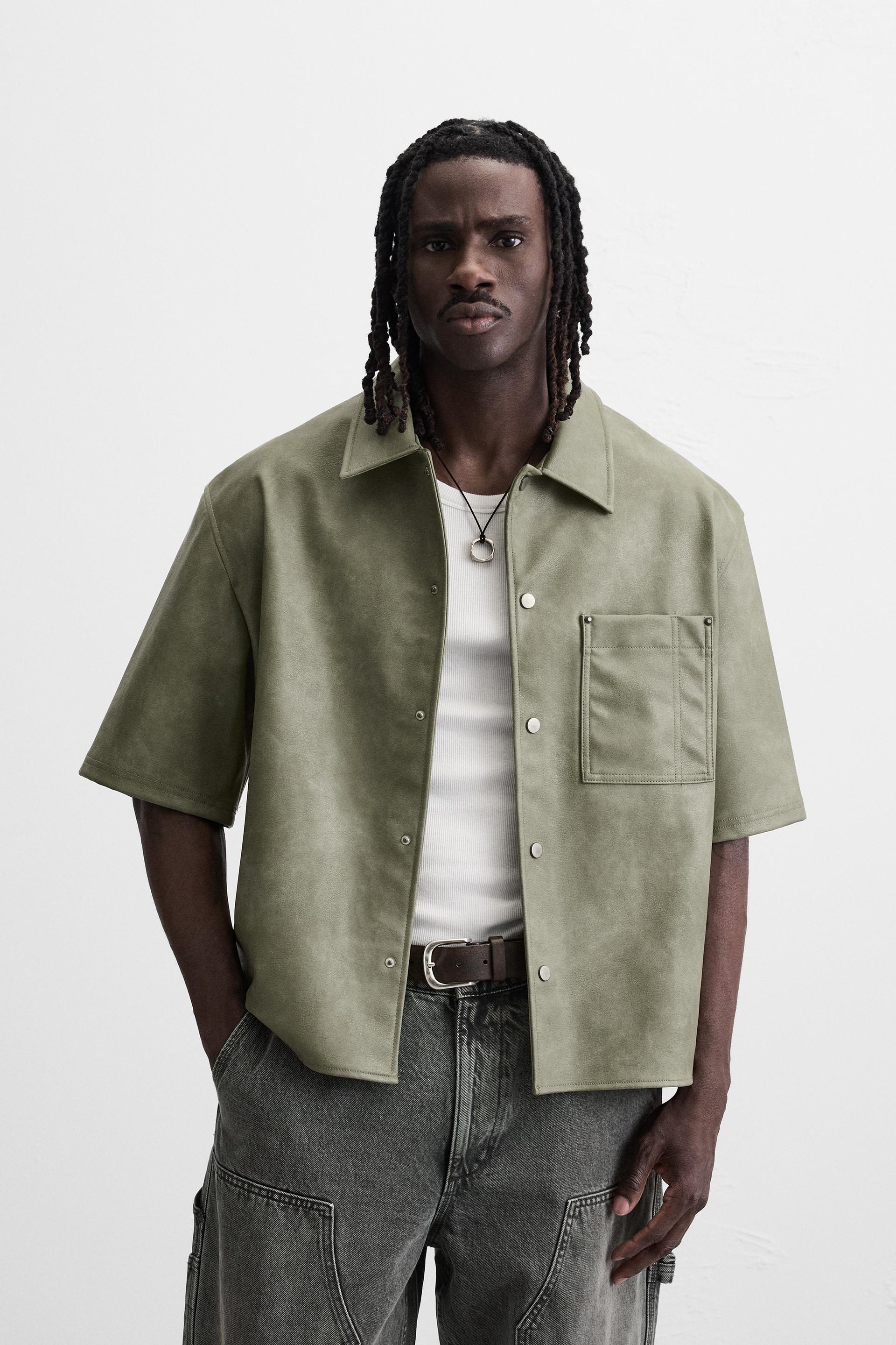 LEATHER EFFECT OVERSHIRT